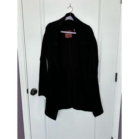 525 American Black Open Front Long Cardigan Size Large - Picture 1 of 9